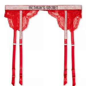 Victoria's Secret Shine Red Very Sexy Garter Belt. Xs/S